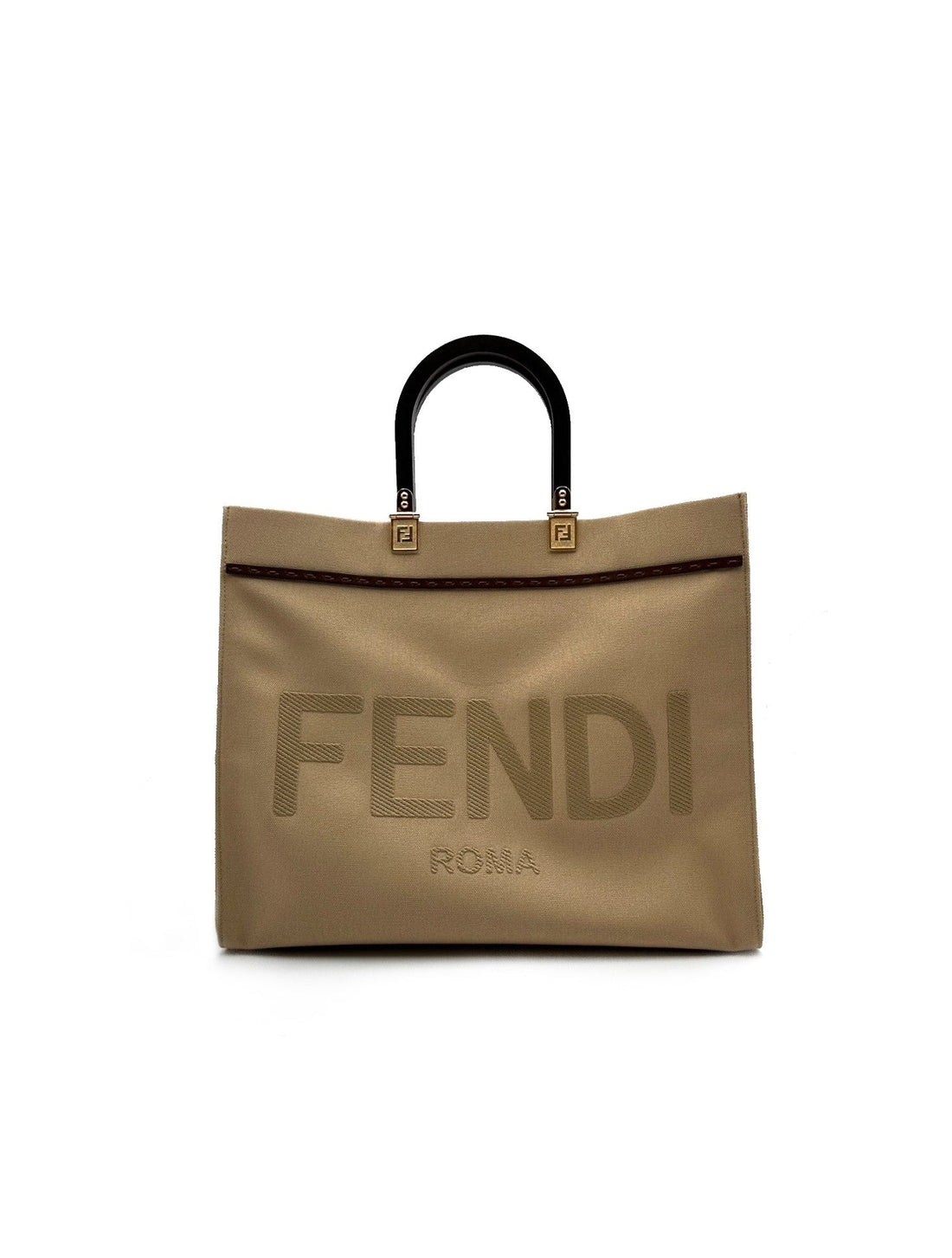 【二手商品】FENDI Sunshine 刺繡字母中號托特包