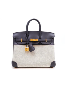 HERMES Birkin 25 - Canvas / Ardoise with Gold Hardware