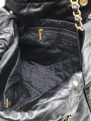 CHANEL 22 Handbag Medium - Black/White Logo with Gold Hardware
