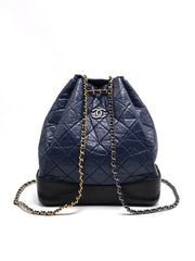 CHANEL Gabrielle Backpack - Navy Blue with Silver Hardware [Series 27]