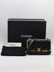 CHANEL 23C Seasonal Mini Classic Flap 20 - Black with Gold Hardware