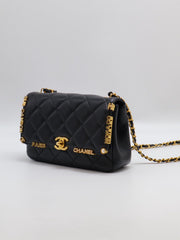 CHANEL 23C Seasonal Mini Classic Flap 20 - Black with Gold Hardware
