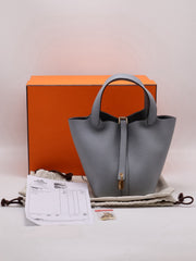 HERMES Picotin Lock 18 - Gris Pantin with Gold Hardware [K]