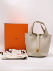 HERMES Picotin Lock 18 - Beton with Gold Hardware [U]