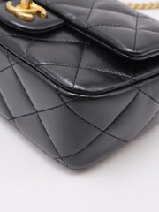 CHANEL Lambskin Heart Clasp Flap Bag 19 - Black with Gold Hardware