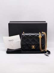 CHANEL Lambskin Heart Clasp Flap Bag 19 - Black with Gold Hardware