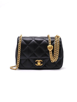 CHANEL Lambskin Heart Clasp Flap Bag 19 - Black with Gold Hardware