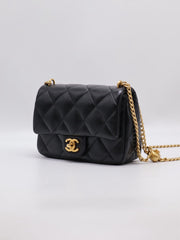 CHANEL Lambskin Heart Clasp Flap Bag 19 - Black with Gold Hardware