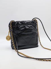 CHANEL 22 Mini Handbag with Pearl Chain - Black with Gold Hardware