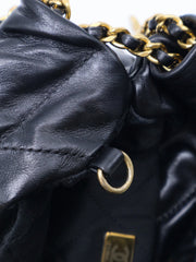 CHANEL 22 Mini Handbag with Pearl Chain - Black with Gold Hardware