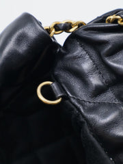 CHANEL 22 Mini Handbag with Pearl Chain - Black with Gold Hardware
