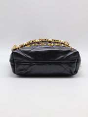 CHANEL 22 Mini Handbag with Pearl Chain - Black with Gold Hardware