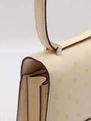 HERMES Mini Constance 19 Ostrich - Craie with Palladium Hardware [B]