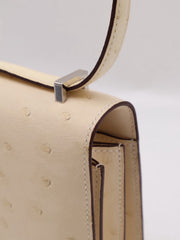 HERMES Mini Constance 19 Ostrich - Craie with Palladium Hardware [B]