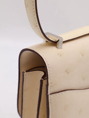 HERMES Mini Constance 19 Ostrich - Craie with Palladium Hardware [B]