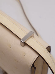HERMES Mini Constance 19 Ostrich - Craie with Palladium Hardware [B]