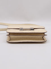 HERMES Mini Constance 19 Ostrich - Craie with Palladium Hardware [B]