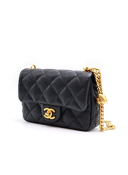 CHANEL Heart Adjustable Clasp Flap Bag 19 - Black / Gold