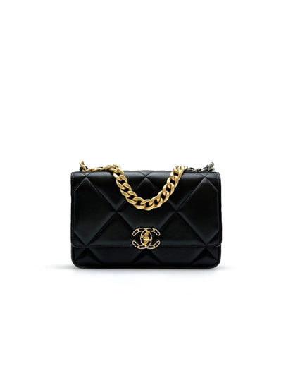 【二手商品】CHANEL 19 經典菱格紋雙色鍊WOC - 黑金