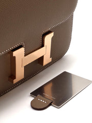 HERMES Mini Constance 19 - Etoupe with Rose Gold Hardware