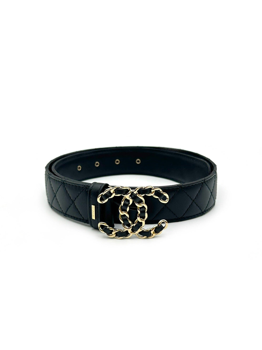 CHANEL 19 Quilted Belt - Black with Gold Tone