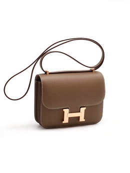 HERMES Mini Constance 19 - Etoupe with Rose Gold Hardware