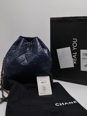 CHANEL Gabrielle Backpack - Navy Blue with Silver Hardware [Series 27]