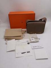 HERMES Geta Messenger Bag - Etoupe with Gold Hardware [B]