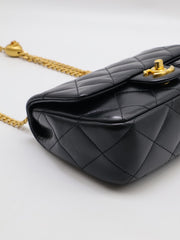 CHANEL Lambskin Heart Clasp Flap Bag 20 - Black with Gold Hardware