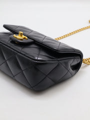 CHANEL Lambskin Heart Clasp Flap Bag 20 - Black with Gold Hardware