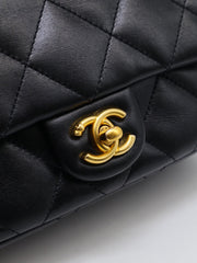 CHANEL Lambskin Heart Clasp Flap Bag 20 - Black with Gold Hardware