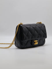 CHANEL Lambskin Heart Clasp Flap Bag 20 - Black with Gold Hardware
