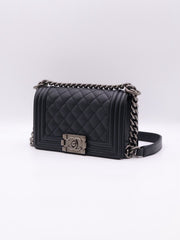CHANEL Boy Flap Bag 20 Grained Calfskin - Black with Silver Hardware