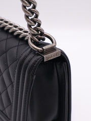 CHANEL Boy Flap Bag 20 Grained Calfskin - Black with Silver Hardware