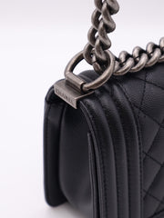 CHANEL Boy Flap Bag 20 Grained Calfskin - Black with Silver Hardware