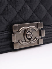 CHANEL Boy Flap Bag 20 Grained Calfskin - Black with Silver Hardware