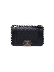 CHANEL Boy Flap Bag 20 Grained Calfskin - Black with Silver Hardware