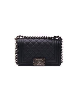 CHANEL Boy Flap Bag 20 Grained Calfskin - Black with Silver Hardware