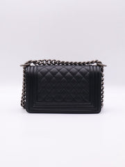 CHANEL Boy Flap Bag 20 Grained Calfskin - Black with Silver Hardware