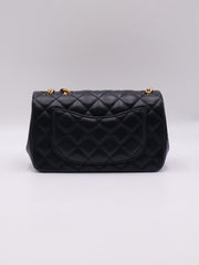 CHANEL Lambskin Camellia Adjustable Flap Bag 20 - Black with Gold Hardware