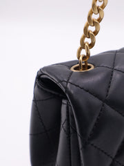 CHANEL Lambskin Camellia Adjustable Flap Bag 20 - Black with Gold Hardware