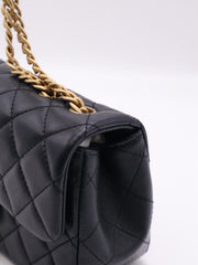 CHANEL Lambskin Camellia Adjustable Flap Bag 20 - Black with Gold Hardware