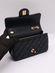 CHANEL Lambskin Camellia Adjustable Flap Bag 20 - Black with Gold Hardware