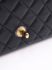 CHANEL Lambskin Camellia Adjustable Flap Bag 20 - Black with Gold Hardware