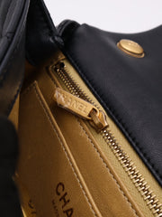 CHANEL Lambskin Camellia Adjustable Flap Bag 20 - Black with Gold Hardware