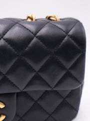 CHANEL Lambskin Camellia Adjustable Flap Bag 20 - Black with Gold Hardware
