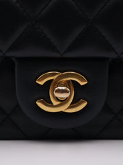 CHANEL Lambskin Camellia Adjustable Flap Bag 20 - Black with Gold Hardware