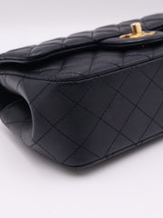 CHANEL Lambskin Camellia Adjustable Flap Bag 20 - Black with Gold Hardware