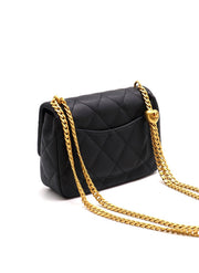 CHANEL Heart Adjustable Clasp Flap Bag 20 - Black with Gold Hardware