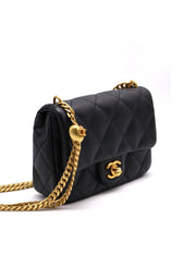 CHANEL Heart Adjustable Clasp Flap Bag 20 - Black with Gold Hardware